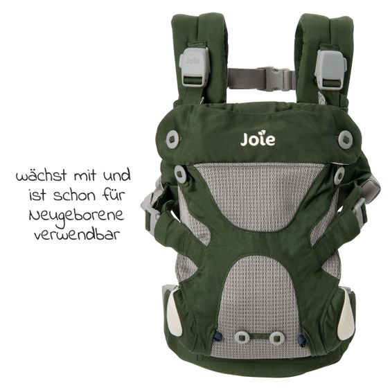joie 4in1 Babytrage Savvy für Neugeborene ab 3,5 kg bis 16 kg einsetzbar mit 4 Tragepositionen inkl. Zubehör - Hunter