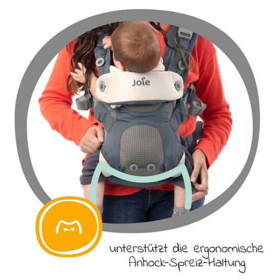 joie 4in1 Babytrage Savvy für Neugeborene ab 3,5 kg bis 16 kg einsetzbar mit 4 Tragepositionen inkl. Zubehör - Hunter