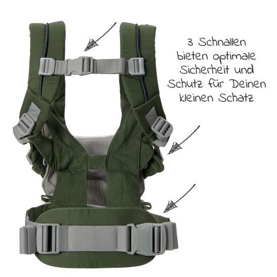 joie 4in1 Babytrage Savvy für Neugeborene ab 3,5 kg bis 16 kg einsetzbar mit 4 Tragepositionen inkl. Zubehör - Hunter