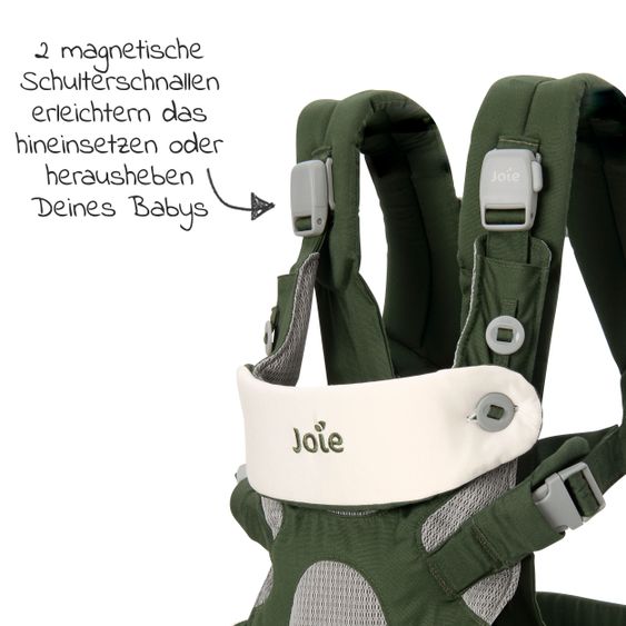 joie 4in1 Babytrage Savvy für Neugeborene ab 3,5 kg bis 16 kg einsetzbar mit 4 Tragepositionen inkl. Zubehör - Hunter