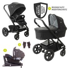 4in1 Kombi-Kinderwagen-Set Chrome DLX mit Adapter, Babyschale, Babywanne, Isofix-Basis & XXL-Zubehörpaket - Pavement