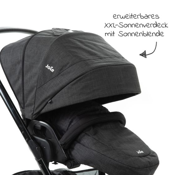 joie 4in1 Kombi-Kinderwagen-Set Chrome DLX mit Adapter, Babyschale, Babywanne, Isofix-Basis & XXL-Zubehörpaket - Pavement