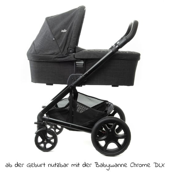joie 4in1 Kombi-Kinderwagen-Set Chrome DLX mit Adapter, Babyschale, Babywanne, Isofix-Basis & XXL-Zubehörpaket - Pavement