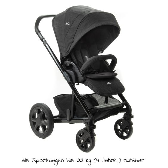 joie 4in1 Kombi-Kinderwagen-Set Chrome DLX mit Adapter, Babyschale, Babywanne, Isofix-Basis & XXL-Zubehörpaket - Pavement