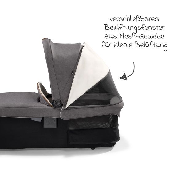 Joie Signature 4in1 Kombi-Kinderwagen-Set Finiti bis 22 kg belastbar mit Liegeposition, Kinderwagenkette, Greifling, Spieluhr, Babyschale - Teleskopschieber, Sportsitz, Babywanne Ramble XL, Babyschale, Adapter & Zubehörpaket - Signature - Carbon