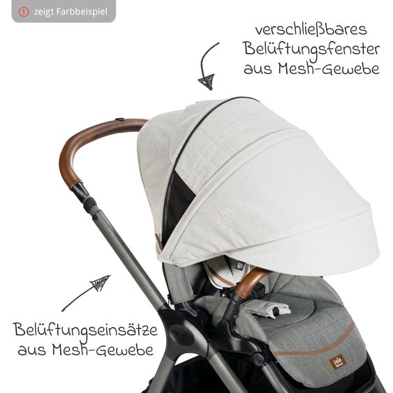 Joie Signature 4in1 Kombi-Kinderwagen-Set Finiti bis 22 kg belastbar mit Liegeposition, Kinderwagenkette, Greifling, Spieluhr, Babyschale - Teleskopschieber, Sportsitz, Babywanne Ramble XL, Babyschale, Adapter & Zubehörpaket - Signature - Carbon