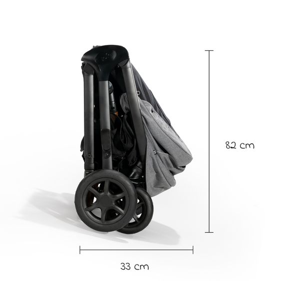 Joie Signature 4in1 Kombi-Kinderwagen-Set Finiti bis 22 kg belastbar mit Liegeposition, Kinderwagenkette, Greifling, Spieluhr, Babyschale - Teleskopschieber, Sportsitz, Babywanne Ramble XL, Babyschale, Adapter & Zubehörpaket - Signature - Carbon