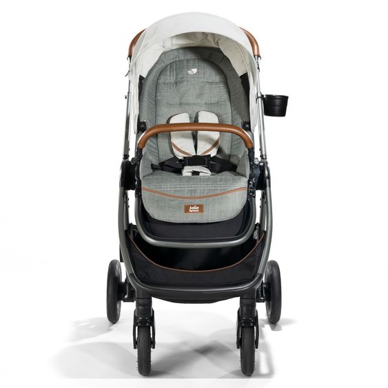 Joie Signature 4in1 Kombi-Kinderwagen-Set Finiti bis 22 kg belastbar mit Liegeposition, Kinderwagenkette, Greifling, Spieluhr - Teleskopschieber, Sportsitz, Babywanne Ramble XL, Babyschale, Adapter & Zubehörpaket - Signature - Oyster