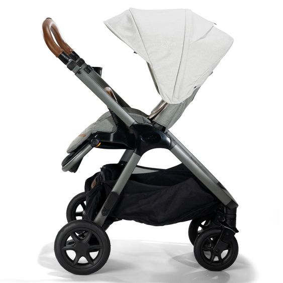 Joie Signature 4in1 Kombi-Kinderwagen-Set Finiti bis 22 kg belastbar mit Liegeposition, Kinderwagenkette, Greifling, Spieluhr - Teleskopschieber, Sportsitz, Babywanne Ramble XL, Babyschale, Adapter & Zubehörpaket - Signature - Oyster