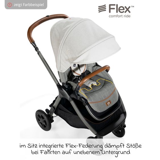 Joie Signature 4in1 Kombi-Kinderwagen-Set Finiti bis 22 kg belastbar mit Liegeposition, Kinderwagenkette, Greifling, Spieluhr - Teleskopschieber, Sportsitz, Babywanne Ramble XL, Babyschale, Adapter & Zubehörpaket - Signature - Oyster