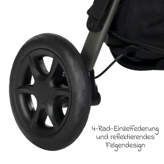 Joie Signature 4in1 Kombi-Kinderwagen-Set Finiti bis 22 kg belastbar mit Liegeposition, Kinderwagenkette, Greifling, Spieluhr - Teleskopschieber, Sportsitz, Babywanne Ramble XL, Babyschale, Adapter & Zubehörpaket - Signature - Oyster