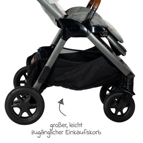 Joie Signature 4in1 Kombi-Kinderwagen-Set Finiti bis 22 kg belastbar mit Liegeposition, Kinderwagenkette, Greifling, Spieluhr - Teleskopschieber, Sportsitz, Babywanne Ramble XL, Babyschale, Adapter & Zubehörpaket - Signature - Oyster