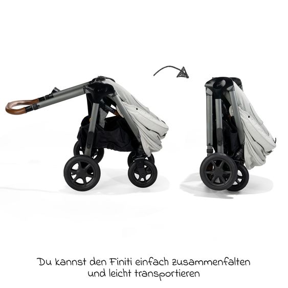 Joie Signature 4in1 Kombi-Kinderwagen-Set Finiti bis 22 kg belastbar mit Liegeposition, Kinderwagenkette, Greifling, Spieluhr - Teleskopschieber, Sportsitz, Babywanne Ramble XL, Babyschale, Adapter & Zubehörpaket - Signature - Oyster