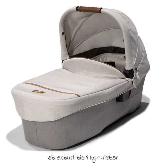 Joie Signature 4in1 Kombi-Kinderwagen-Set Finiti bis 22 kg belastbar mit Liegeposition, Kinderwagenkette, Greifling, Spieluhr - Teleskopschieber, Sportsitz, Babywanne Ramble XL, Babyschale, Adapter & Zubehörpaket - Signature - Oyster