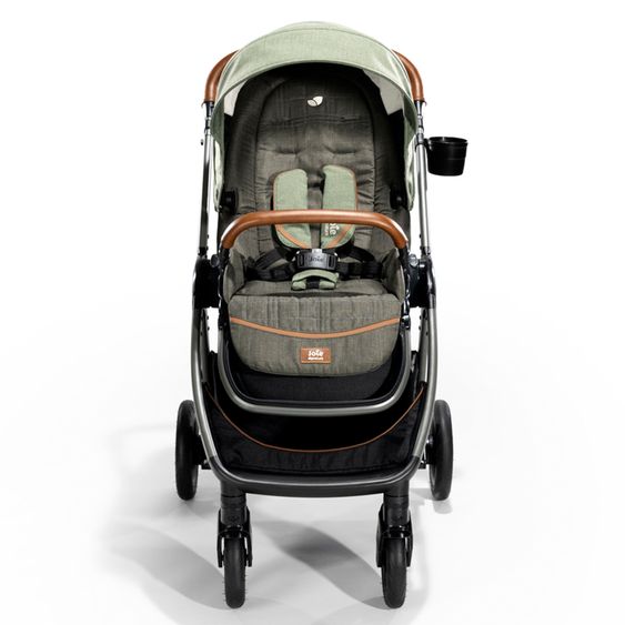 Joie Signature 4in1 Kombi-Kinderwagen-Set Finiti bis 22 kg belastbar mit Liegeposition, Kinderwagenkette, Greifling, Spieluhr - Teleskopschieber, Sportsitz, Babywanne Ramble XL, Babyschale, Adapter & Zubehörpaket - Signature - Pine