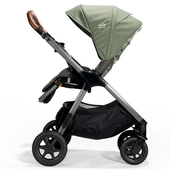 Joie Signature 4in1 Kombi-Kinderwagen-Set Finiti bis 22 kg belastbar mit Liegeposition, Kinderwagenkette, Greifling, Spieluhr - Teleskopschieber, Sportsitz, Babywanne Ramble XL, Babyschale, Adapter & Zubehörpaket - Signature - Pine