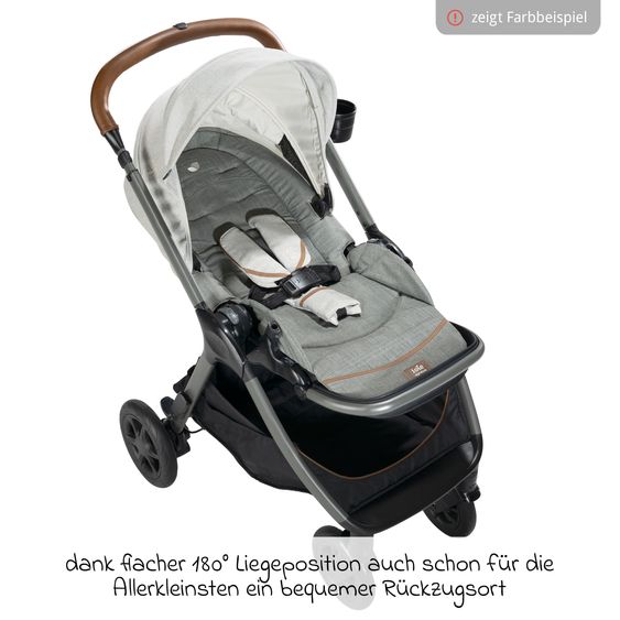 Joie Signature 4in1 Kombi-Kinderwagen-Set Finiti bis 22 kg belastbar mit Liegeposition, Kinderwagenkette, Greifling, Spieluhr - Teleskopschieber, Sportsitz, Babywanne Ramble XL, Babyschale, Adapter & Zubehörpaket - Signature - Pine