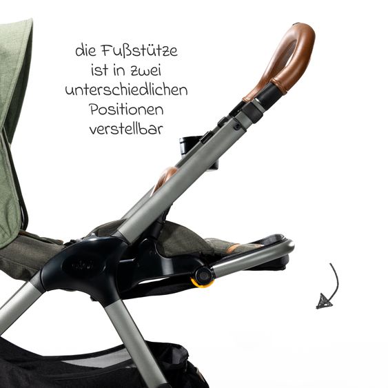 Joie Signature 4in1 Kombi-Kinderwagen-Set Finiti bis 22 kg belastbar mit Liegeposition, Kinderwagenkette, Greifling, Spieluhr - Teleskopschieber, Sportsitz, Babywanne Ramble XL, Babyschale, Adapter & Zubehörpaket - Signature - Pine