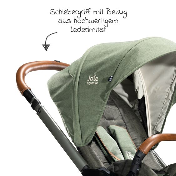 Joie Signature 4in1 Kombi-Kinderwagen-Set Finiti bis 22 kg belastbar mit Liegeposition, Kinderwagenkette, Greifling, Spieluhr - Teleskopschieber, Sportsitz, Babywanne Ramble XL, Babyschale, Adapter & Zubehörpaket - Signature - Pine