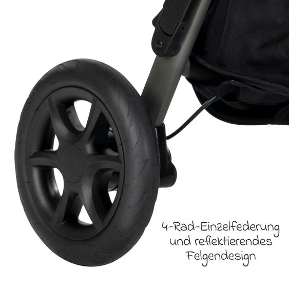 Joie Signature 4in1 Kombi-Kinderwagen-Set Finiti bis 22 kg belastbar mit Liegeposition, Kinderwagenkette, Greifling, Spieluhr - Teleskopschieber, Sportsitz, Babywanne Ramble XL, Babyschale, Adapter & Zubehörpaket - Signature - Pine