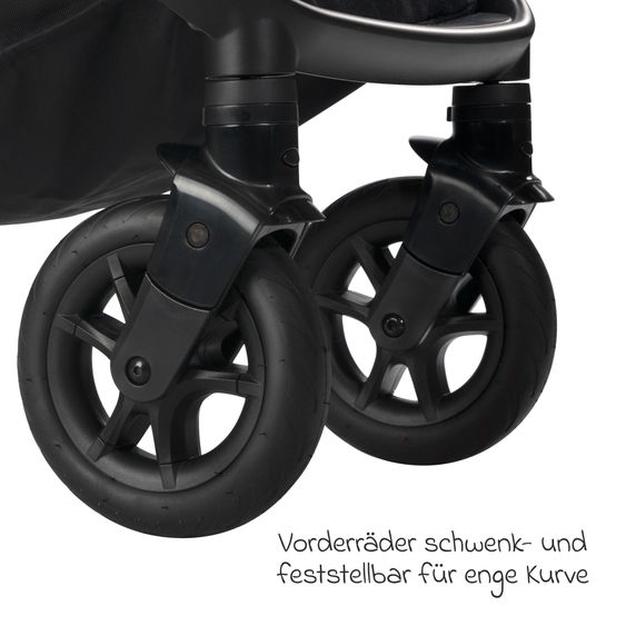 Joie Signature 4in1 Kombi-Kinderwagen-Set Finiti bis 22 kg belastbar mit Liegeposition, Kinderwagenkette, Greifling, Spieluhr - Teleskopschieber, Sportsitz, Babywanne Ramble XL, Babyschale, Adapter & Zubehörpaket - Signature - Pine