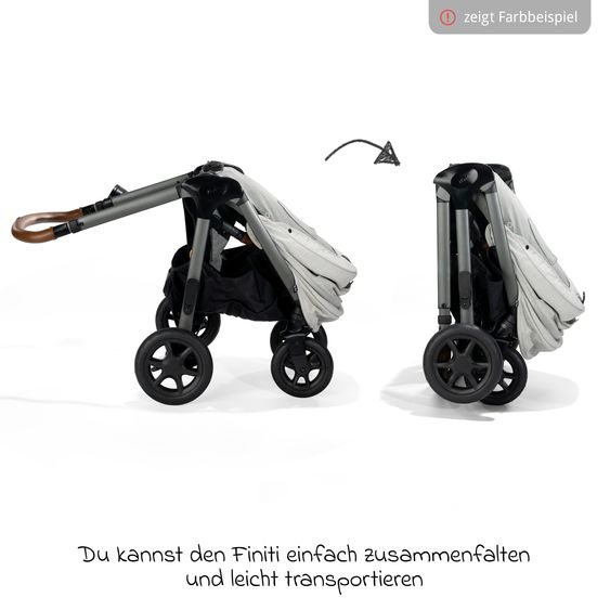 Joie Signature 4in1 Kombi-Kinderwagen-Set Finiti bis 22 kg belastbar mit Liegeposition, Kinderwagenkette, Greifling, Spieluhr - Teleskopschieber, Sportsitz, Babywanne Ramble XL, Babyschale, Adapter & Zubehörpaket - Signature - Pine