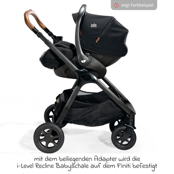 Joie Signature 4in1 Kombi-Kinderwagen-Set Finiti bis 22 kg belastbar mit Liegeposition, Kinderwagenkette, Greifling, Spieluhr - Teleskopschieber, Sportsitz, Babywanne Ramble XL, Babyschale, Adapter & Zubehörpaket - Signature - Pine