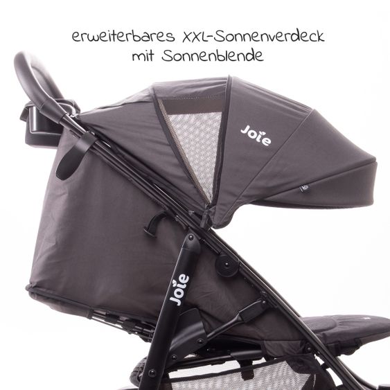 joie 4in1 Kombi-Kinderwagen-Set Litetrax 4 mit Adapter, Babyschale, Babywanne, Isofix-Basis & XXL-Zubehörpaket - Coal