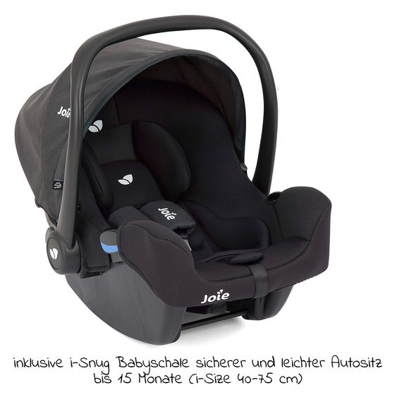 joie 4in1 Kombi-Kinderwagen-Set Litetrax 4 mit Adapter, Babyschale, Babywanne, Isofix-Basis & XXL-Zubehörpaket - Coal