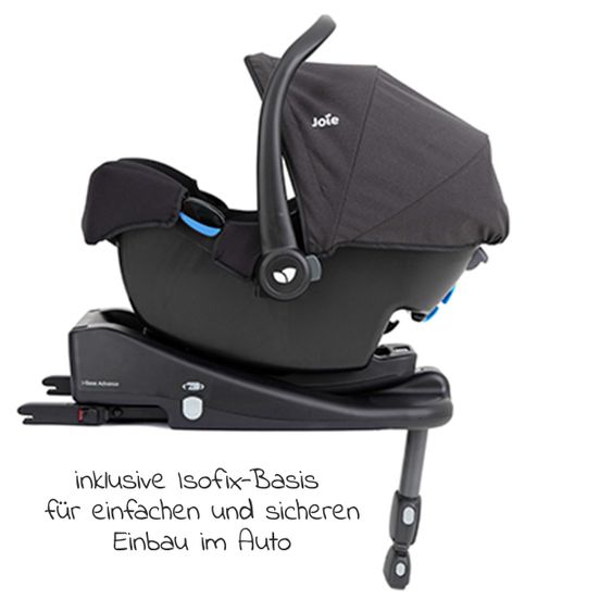joie 4in1 Kombi-Kinderwagen-Set Litetrax 4 mit Adapter, Babyschale, Babywanne, Isofix-Basis & XXL-Zubehörpaket - Coal