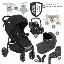 4in1 Kombi-Kinderwagen-Set Litetrax bis 22 kg belastbar mit Luftreifen, Babywanne Ramble, Babyschale Pebble Pro, Isofix-Basis, Activity-Trapez, Schmusetuch, Greifling, Adapter & Zubehörpaket - Shale