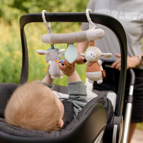 joie 4in1 Kombi-Kinderwagen-Set Litetrax bis 22 kg belastbar mit Luftreifen, Babywanne Ramble, Babyschale Pebble Pro, Isofix-Basis, Activity-Trapez, Schmusetuch, Greifling, Adapter & Zubehörpaket - Shale