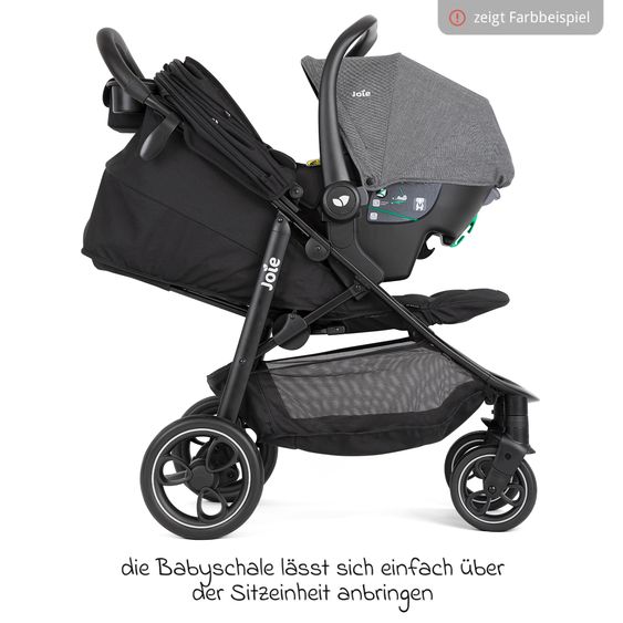 joie 4in1 Kombi-Kinderwagen-Set Litetrax bis 22 kg belastbar mit Luftreifen, Babywanne Ramble, Babyschale Pebble Pro, Isofix-Basis, Activity-Trapez, Schmusetuch, Greifling, Adapter & Zubehörpaket - Shale