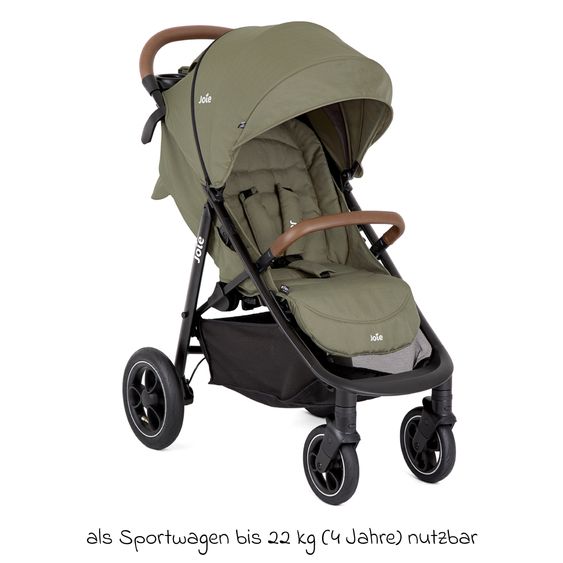 joie 4in1 Kombi-Kinderwagen-Set Litetrax Pro Air bis 22 kg belastbar Luftreifen mit Kinderwagenkette, Ring-Greifling & Schmusetuch - Schieber-Ablagefach, Babyschale i-Snug 2, Babywanne Ramble, Adapter, Isofix-Basis & Zubehör Paket - Rosemary