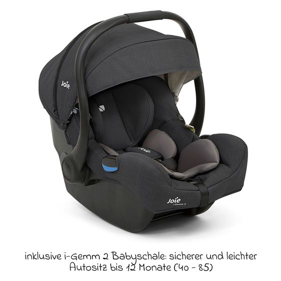 joie 4in1 Kombi-Kinderwagen-Set Litetrax Pro Air bis 22 kg belastbar Luftreifen mit Kinderwagenkette, Ring-Greifling & Schmusetuch - Schieber-Ablagefach, Babyschale i-Snug 2, Babywanne Ramble, Adapter, Isofix-Basis & Zubehör Paket - Rosemary