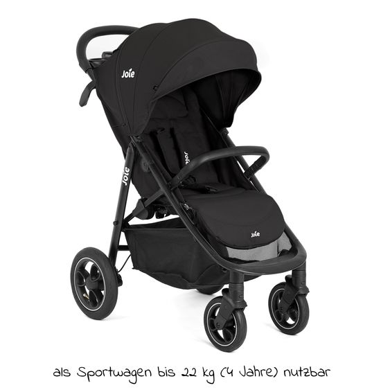 joie 4in1 Kombi-Kinderwagen-Set Litetrax Pro Air bis 22 kg belastbar mit Luftreifen, Schieber-Ablagefach, Babyschale i-Snug 2, Babywanne Ramble, Adapter, Isofix-Basis & Zubehör Paket - Shale