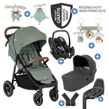 4in1 Kombi-Kinderwagen-Set Litetrax Pro bis 22 kg belastbar mit Babywanne Ramble, Babyschale Pebble Pro, Isofix-Basis, Activity-Trapez, Schmusetuch, Greifling, Adapter & Zubehörpaket - Laurel