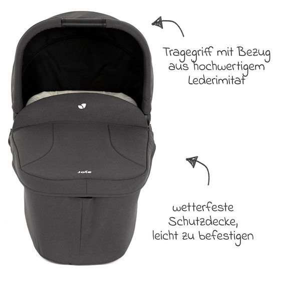 joie 4in1 Kombi-Kinderwagen-Set Litetrax Pro bis 22 kg belastbar mit Babywanne Ramble, Babyschale Pebble Pro, Isofix-Basis, Activity-Trapez, Schmusetuch, Greifling, Adapter & Zubehörpaket - Shale