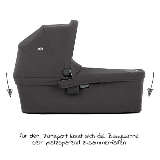 joie 4in1 Kombi-Kinderwagen-Set Litetrax Pro bis 22 kg belastbar mit Babywanne Ramble, Babyschale Pebble Pro, Isofix-Basis, Activity-Trapez, Schmusetuch, Greifling, Adapter & Zubehörpaket - Shale