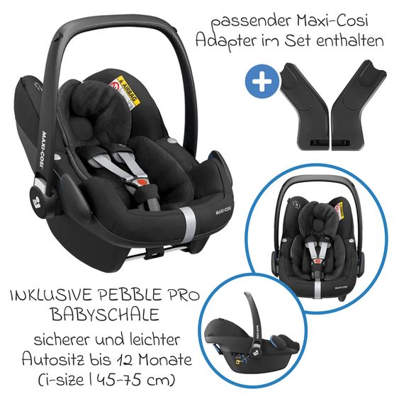 joie 4in1 Kombi-Kinderwagen-Set Litetrax Pro bis 22 kg belastbar mit Babywanne Ramble, Babyschale Pebble Pro, Isofix-Basis, Activity-Trapez, Schmusetuch, Greifling, Adapter & Zubehörpaket - Shale