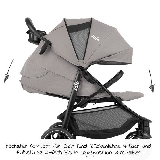 joie Set passeggino 4in1 Litetrax Pro fino a 22 kg di portata con vano portaoggetti, seggiolino auto i-Snug 2, navicella Ramble, adattatore, base Isofix e pacchetto accessori - Pebble