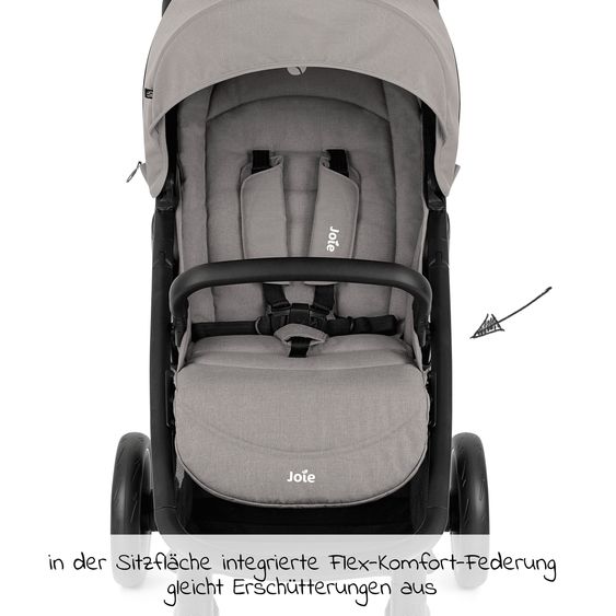 joie Set passeggino 4in1 Litetrax Pro fino a 22 kg di portata con vano portaoggetti, seggiolino auto i-Snug 2, navicella Ramble, adattatore, base Isofix e pacchetto accessori - Pebble