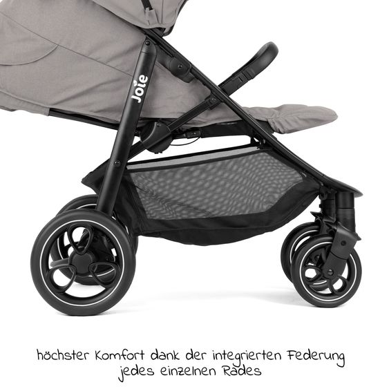 joie Set passeggino 4in1 Litetrax Pro fino a 22 kg di portata con vano portaoggetti, seggiolino auto i-Snug 2, navicella Ramble, adattatore, base Isofix e pacchetto accessori - Pebble