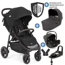 4in1 Kombi-Kinderwagen-Set Litetrax Pro bis 22 kg belastbar mit Schieber-Ablagefach, Babyschale i-Snug 2, Babywanne Ramble, Adapter, Isofix-Basis & Zubehör Paket - Shale