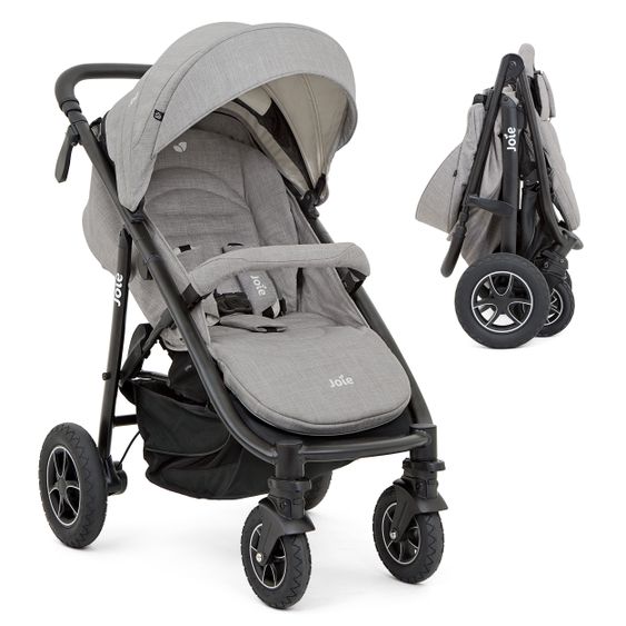 joie 4in1 Kombi-Kinderwagen-Set Mytrax Flex mit Babyschale, Babywanne, Isofix-Basis, Adapter & XXL Zubehörpaket - Gray Flannel