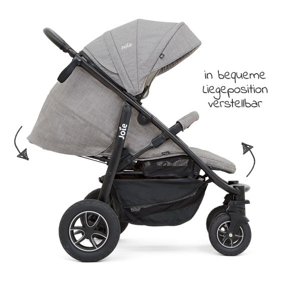 joie 4in1 Kombi-Kinderwagen-Set Mytrax Flex mit Babyschale, Babywanne, Isofix-Basis, Adapter & XXL Zubehörpaket - Gray Flannel