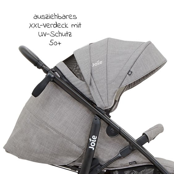 joie 4in1 Kombi-Kinderwagen-Set Mytrax Flex mit Babyschale, Babywanne, Isofix-Basis, Adapter & XXL Zubehörpaket - Gray Flannel