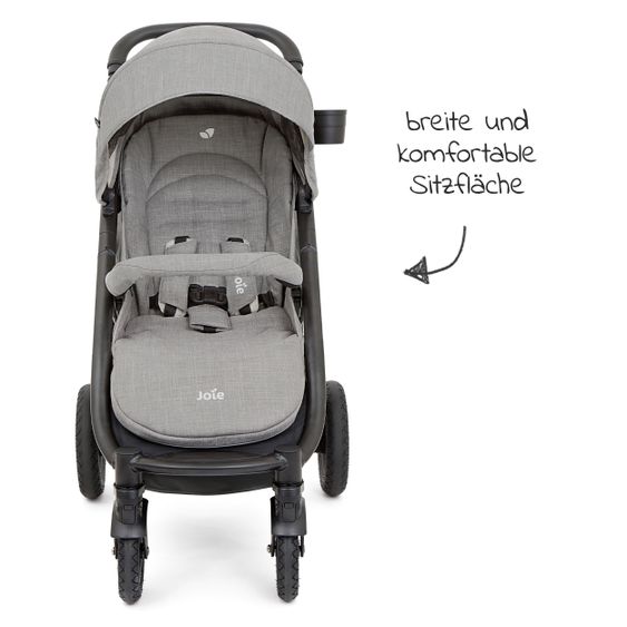joie 4in1 Kombi-Kinderwagen-Set Mytrax Flex mit Babyschale, Babywanne, Isofix-Basis, Adapter & XXL Zubehörpaket - Gray Flannel