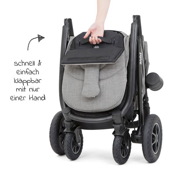 joie 4in1 Kombi-Kinderwagen-Set Mytrax Flex mit Babyschale, Babywanne, Isofix-Basis, Adapter & XXL Zubehörpaket - Gray Flannel
