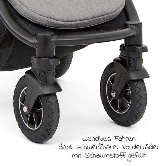 joie 4in1 Kombi-Kinderwagen-Set Mytrax Flex mit Babyschale, Babywanne, Isofix-Basis, Adapter & XXL Zubehörpaket - Gray Flannel